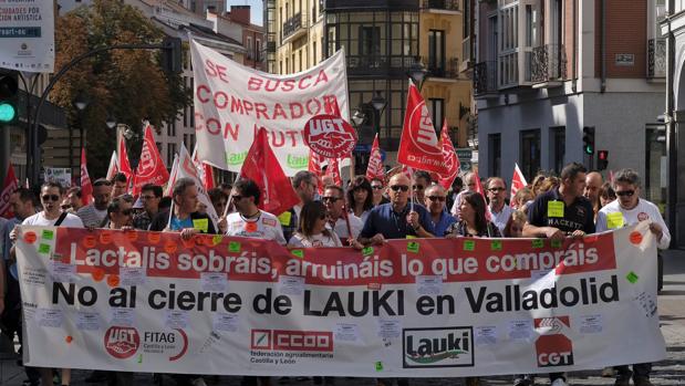 Manifestación en contra del cierre de Lauki, el pasado septiembre en Valladolid