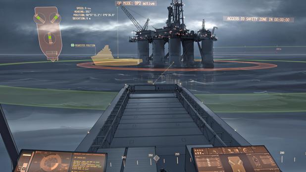 Simulación de centro de control en tierra de un buque no tripulado equipado por Rolls-Royce