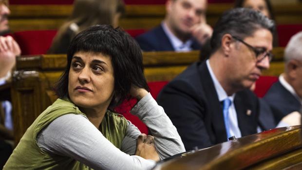 Anna Gabriel, durante una sesión en el Parlament