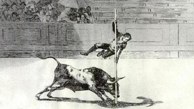 El salto a la garrocha es uno de los grabados más conocidos de «La Tauromaquia» de Goya