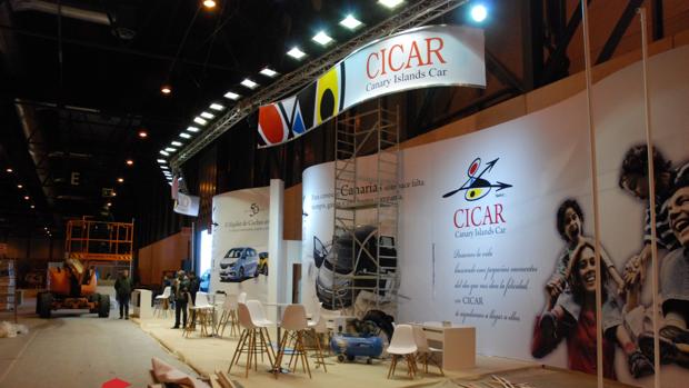 Espacio de la empresa de coches de alquiler Ciccar en Fitur en obras