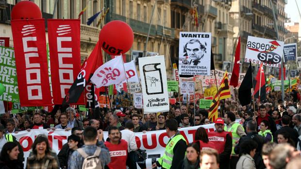 Manifestación de profesores contra los recortes