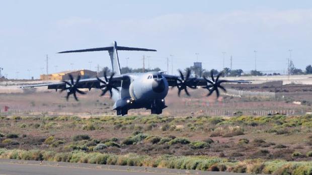 El A400M este martes en Gando, Gran Canaria