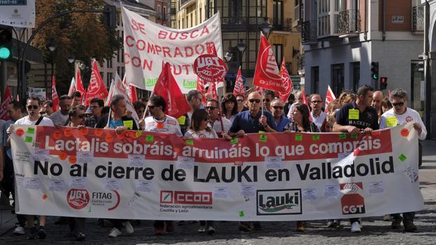 Una de las manifestaciones de protesta por el cierre de Lauki en el mes de septiembre