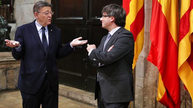 Imagen de Puig y Puigdemont tomada el pasado mes de septiembre en Valencia