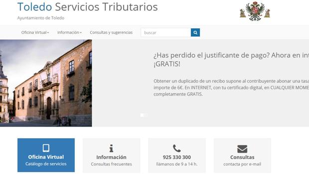 Captura de pantalla de la página a través de la cual los toledanos pueden pagar sus impuestos