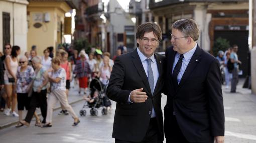 Imagen de Puigdemont y Puig tomada el pasado mes de septiembre en Valencia