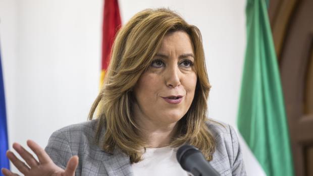 Susana Díaz ayer en La Rábida (Huelva), tras reunirse con la secretaria general Iberoamericana