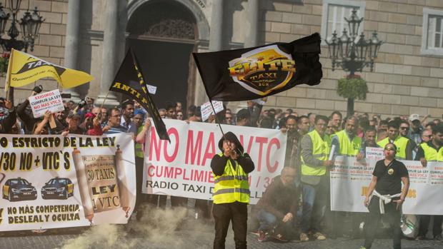 Protesta de taxistas, el pasado jueves en Barcelona