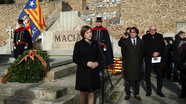 Forcadell, en diciembre, durante la ofrenda floral a Macià