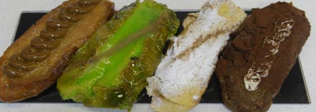 Torrijas de toffee, manzana verde, crema y tiramisú de Nunos