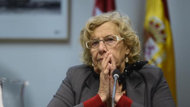 La alcaldesa de Madrid, Manuela Carmena, durante la comisión de Cultura