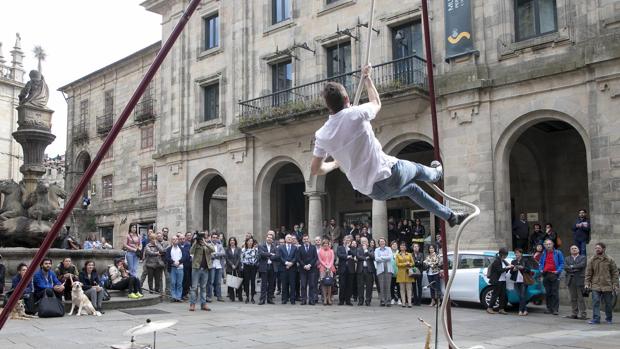 Pistacatro ofreció ayer una exhibición en la plaza de Platerías