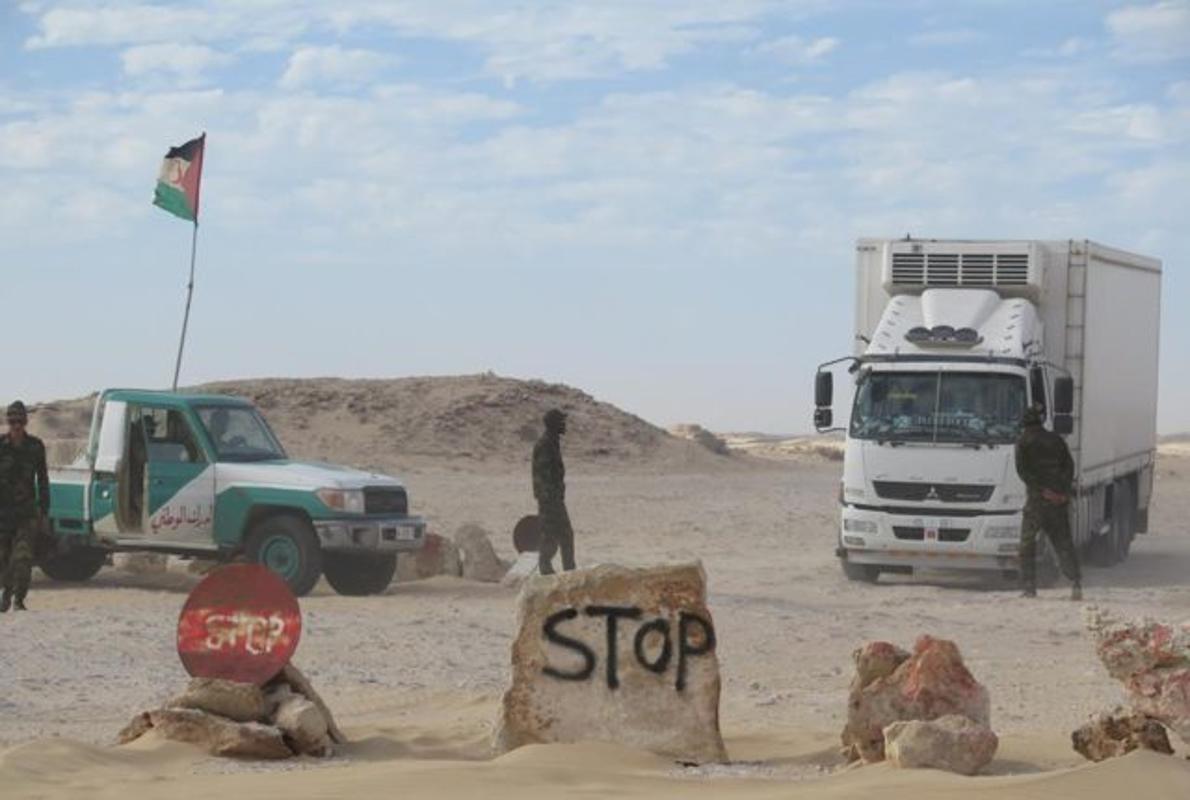 Puesto de control del Polisario en Guerguerat, al norte de Mauritania