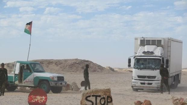 Puesto de control del Polisario en Guerguerat, al norte de Mauritania
