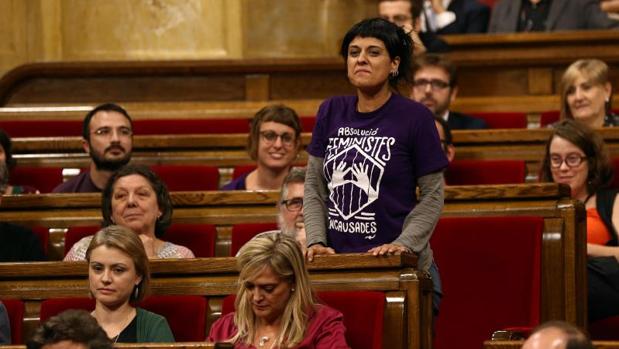 Anna Gabriel, durante una de sus intervenciones en el pleno del Parlamento de Cataluña