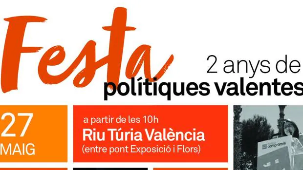 Detalle del cartel del acto convocado por Compromís para el día 27 en Valencia