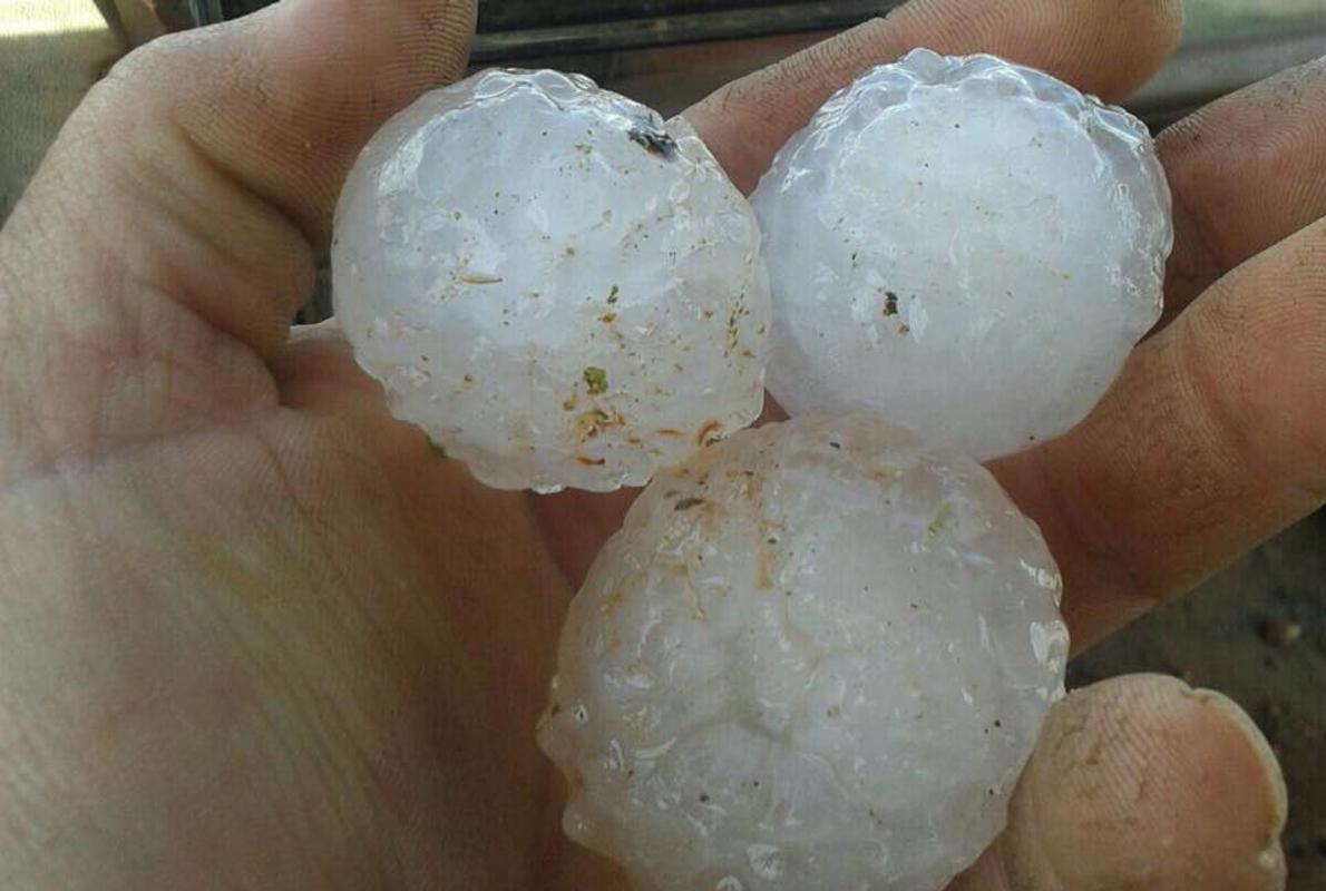 Bolas de granizo caídas en Mota del Cuervo (Cuenca)