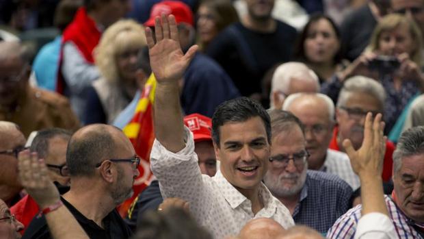 Pedro Sánchez el pasado jueves en un acto con militantes en la provincia de Barcelona