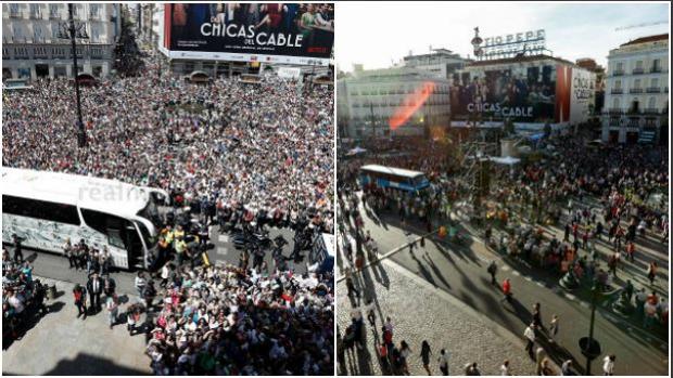 Así estaba la Puerta del Sol durante la visita del Real Madrid