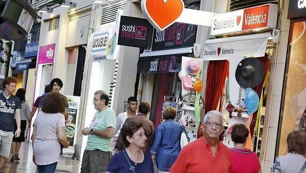 Imagen de una zona comercial del centro de Valencia