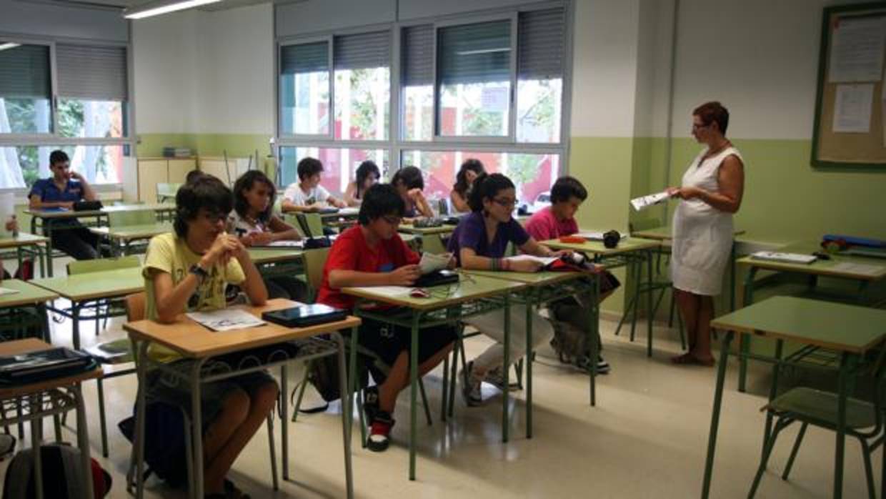 Aula de secundaria en un centro escolar en Barcelona