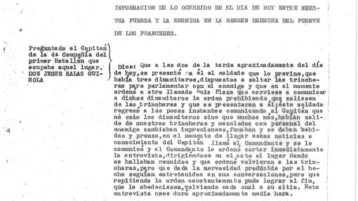 Transcripción del interrogatorio al capitán republicano Salas Lirola por el acto de confraternización en la Casa de Campo