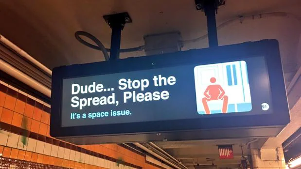 Anuncio en el Metro de Nueva York , contra el «despatarre»