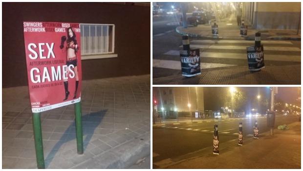 Carteles sobre fiestas sexuales, en los alrededores de la calle del Doctor Esquerdo