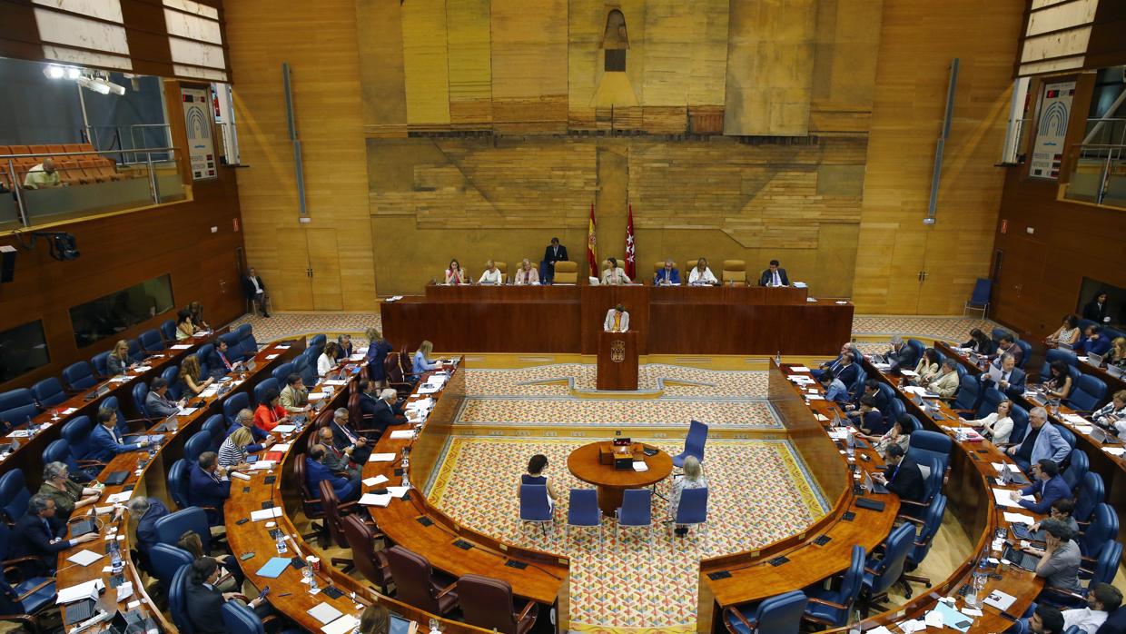 Imagen general del hemiciclo de la Asamblea de Madrid durante un pleno