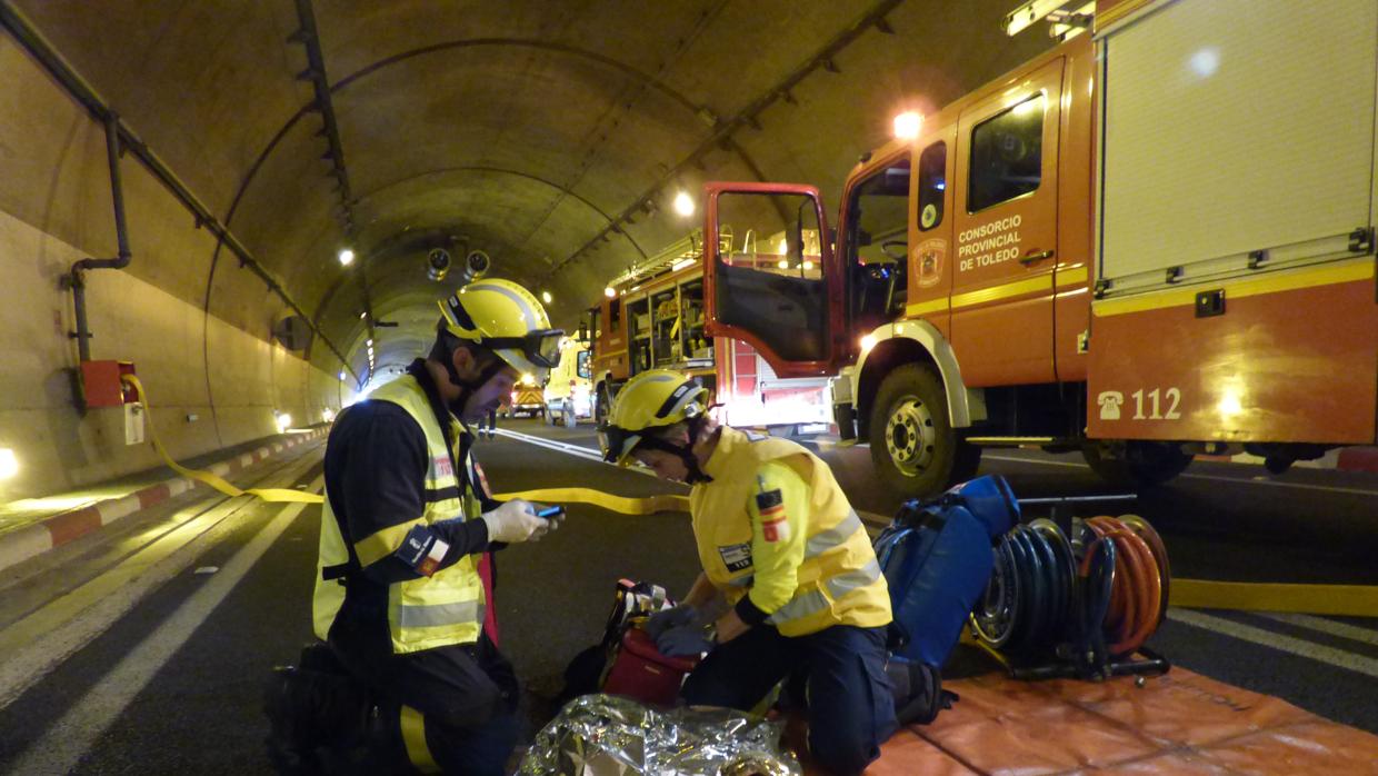 Simulacro en la N-401, en el término municipal de Los Yébenes