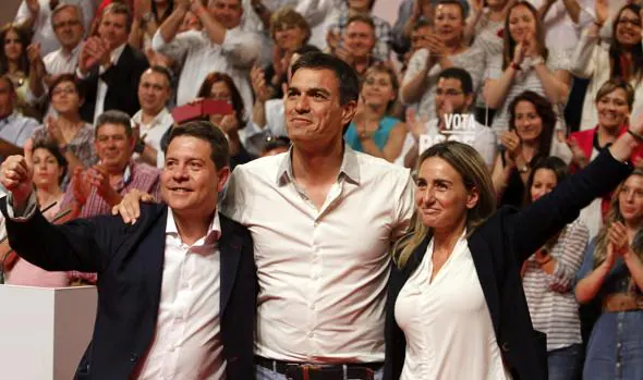 Page, Sánchez y Tolón, en la campaña de electoral de 2015