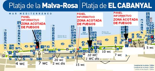 Imagen de la zona de fuegos para la Noche de San Juan en Valencia