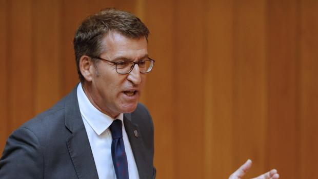 Alberto Núñez Feijóo durante la sesión de control en el Parlamento