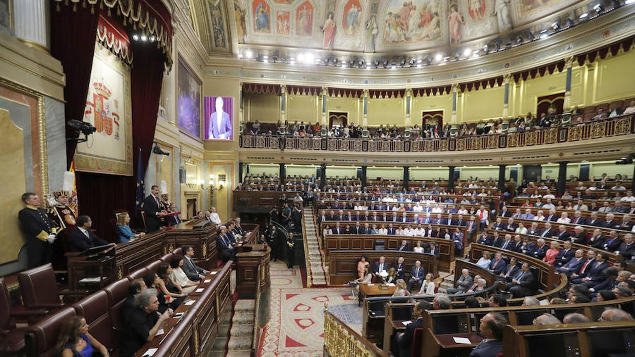 El Rey Felipe VI durante su discurso en el Congreso de los Diputados