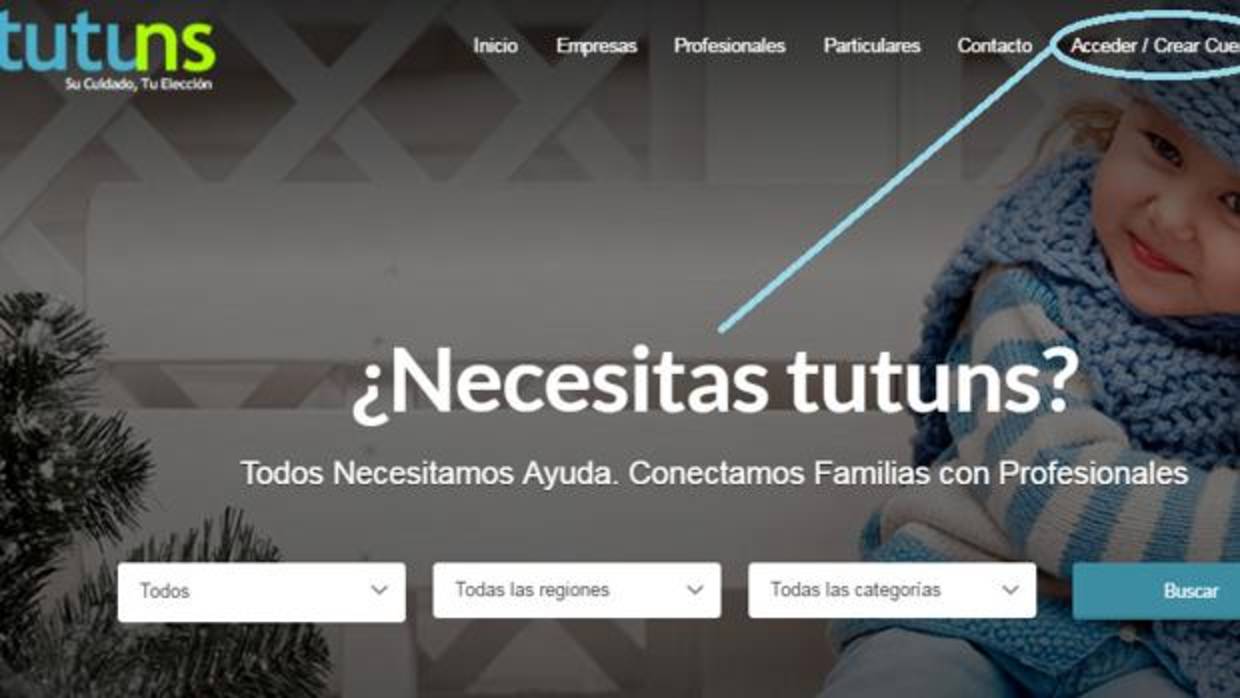 Página web de la plataforma Tutuns