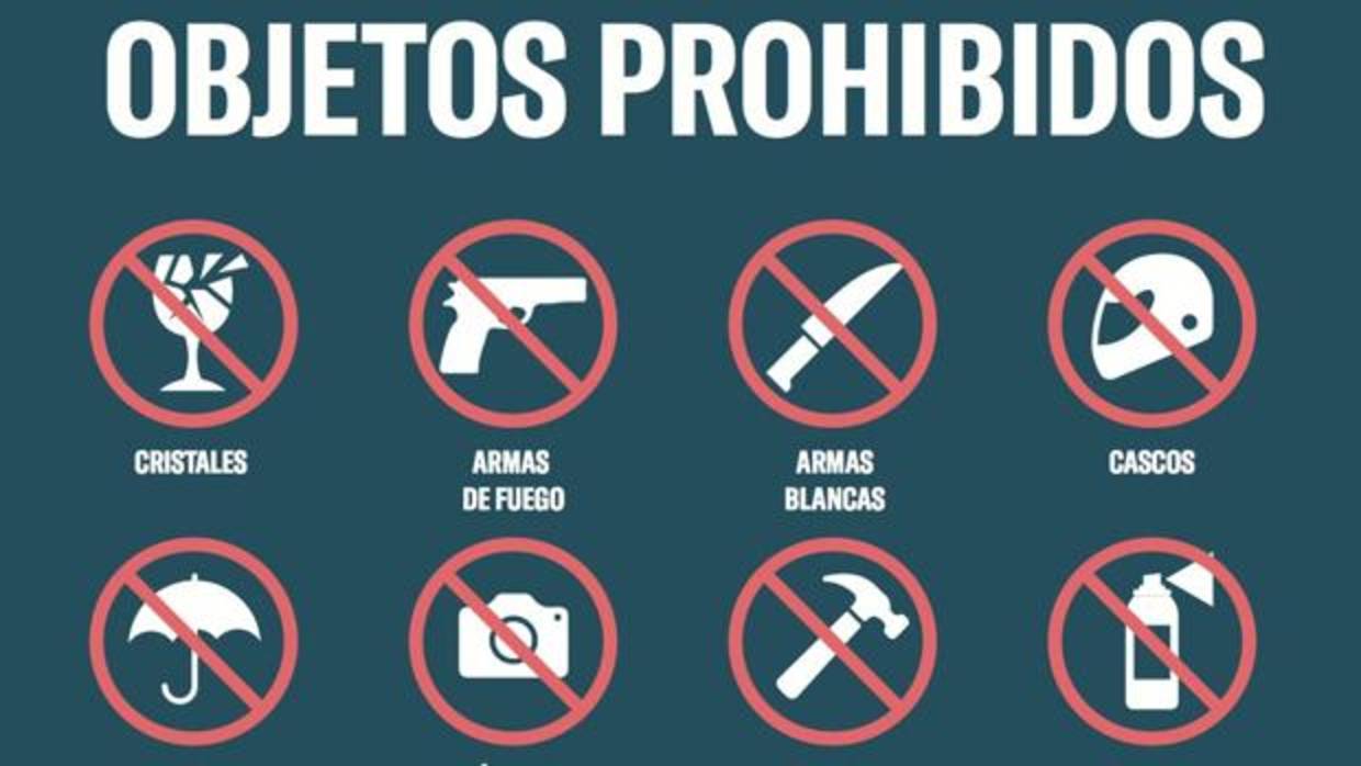 Detalle del listado de objetos prohibidos en el festival Mad Cool