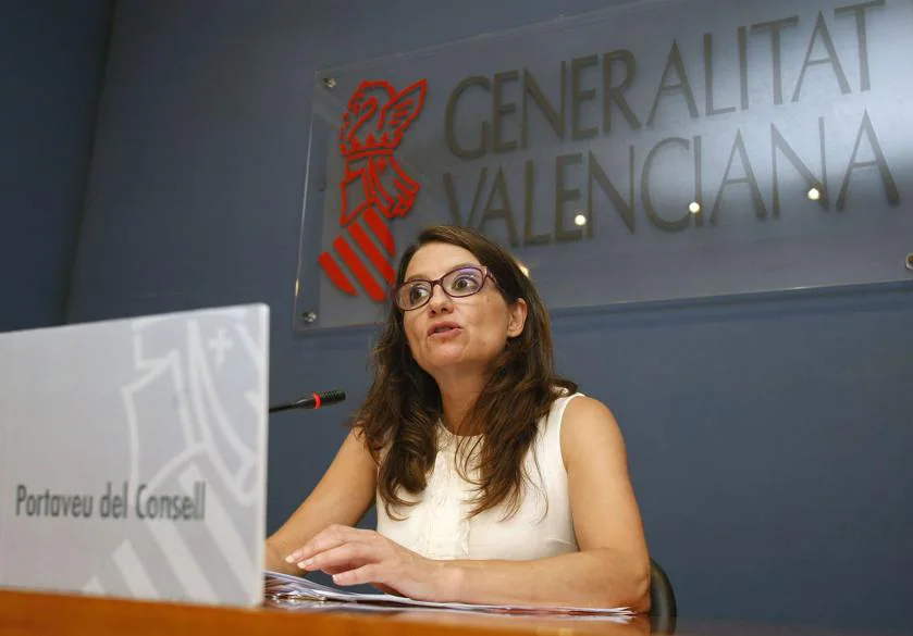 Imagen de Mónica Oltra durante la rueda de prensa posterior a la reunión del Consell