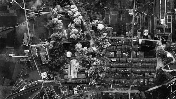 Imagen aérea del bombardeo de Durango