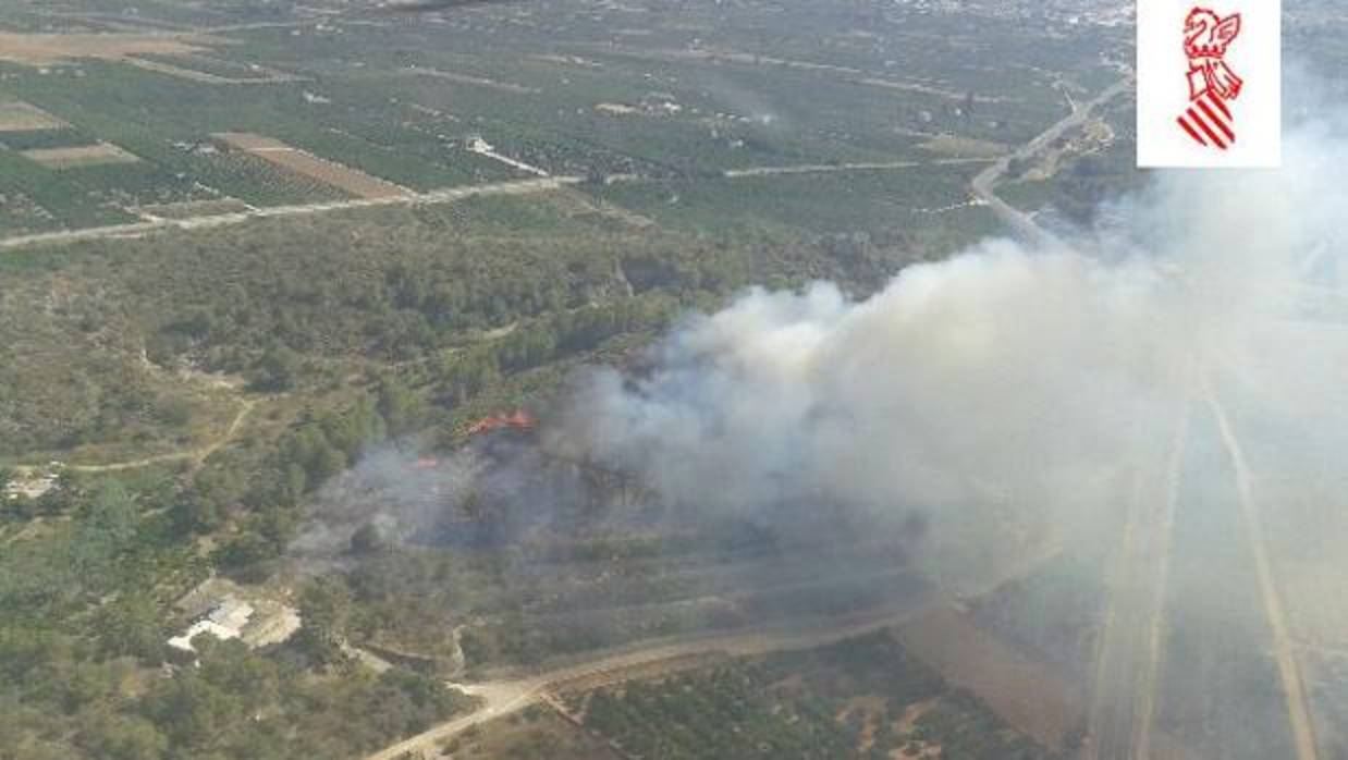 Imagen de la zona afectada en el incendio de Pego