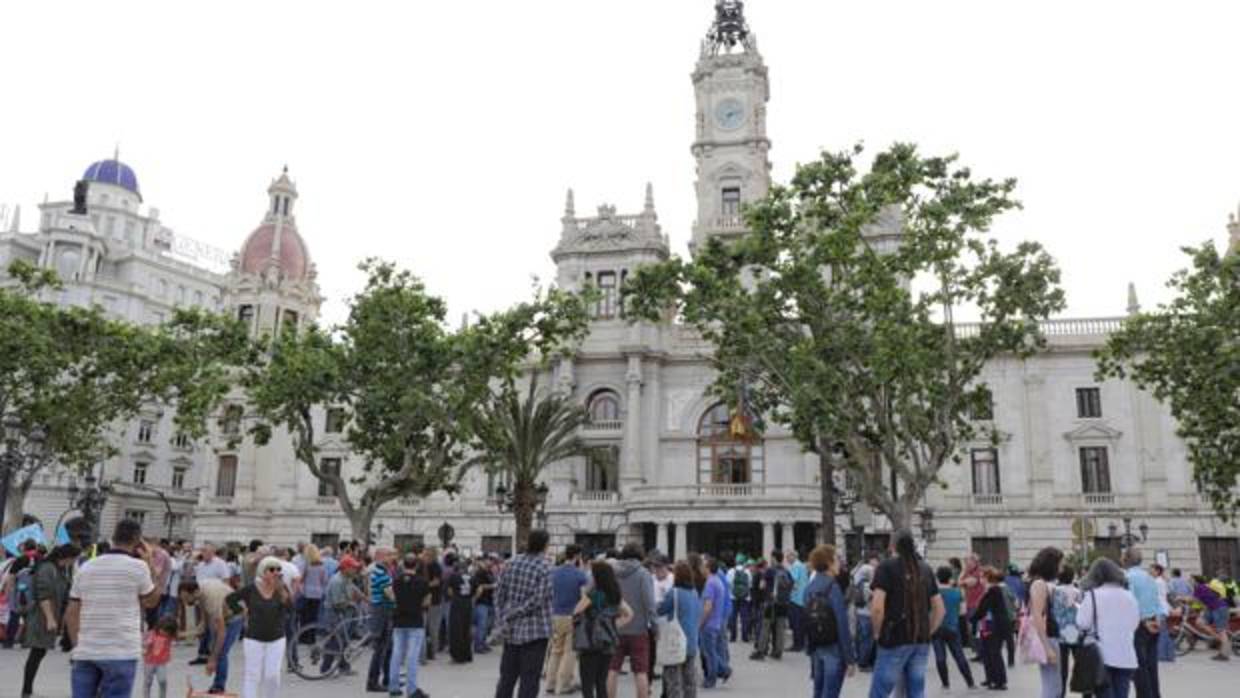 Imagen de la manifestación en conmemoración del 15M que recorrió este año las calles de Valencia