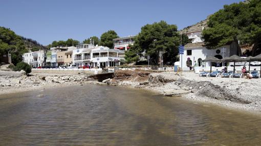 Cala de la Granadella, Jávea, afectada por el temporal