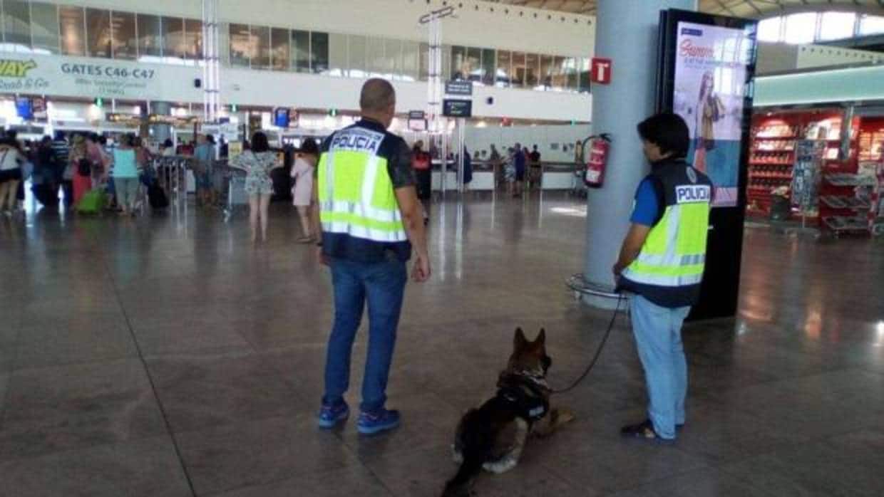 Dos agentes en el aeropuerto de El Altet (Alicante-Elche)