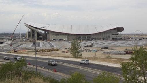 Vista de las obras en el Estadio Wanda Metropolitano y su entorno