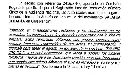 Información que Marruecos remitió a la Audiencia Nacional en 2003