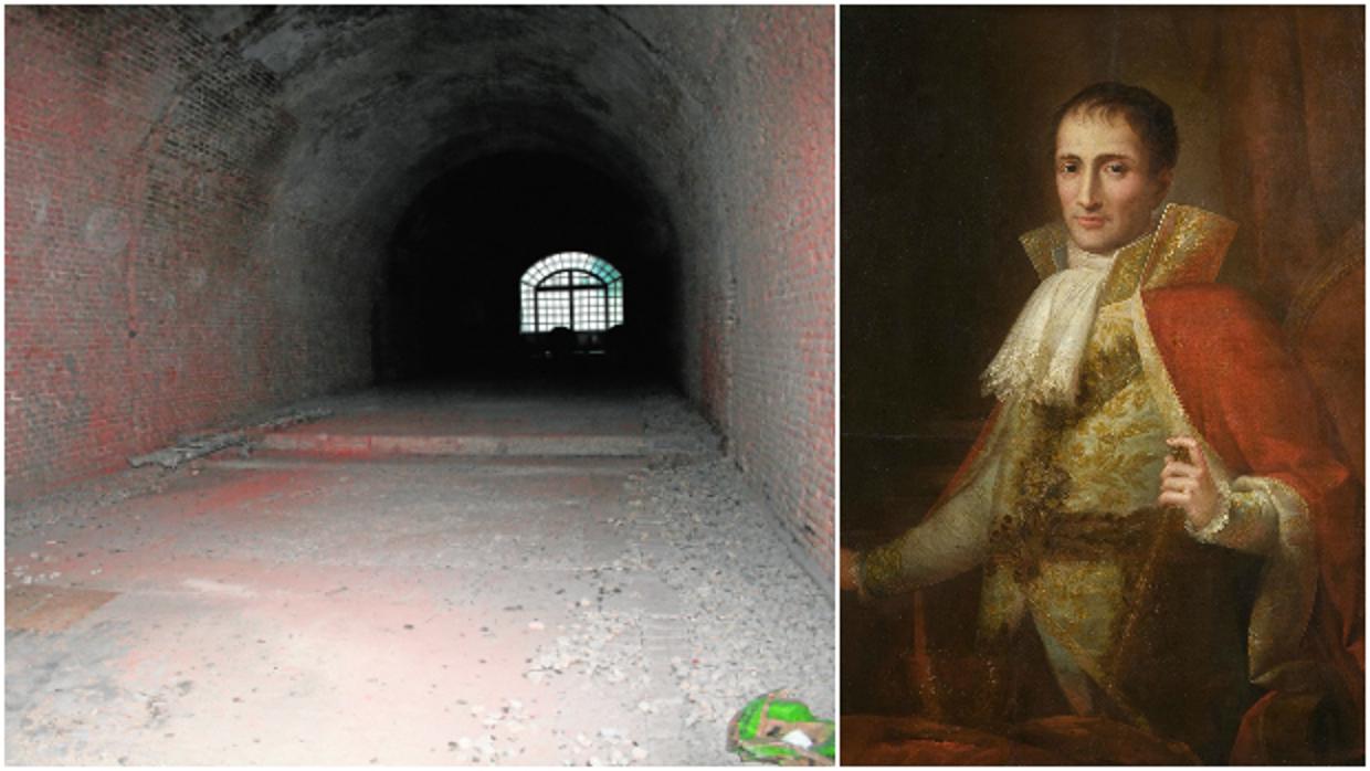 Túnel bajo el Palacio Real, que conecta con Madrid Río; a la derecha, José I Bonaparte