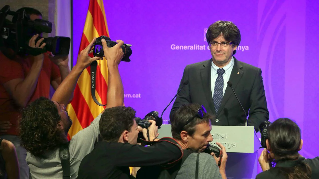 Carles Puigdemont, en una rueda de prensa