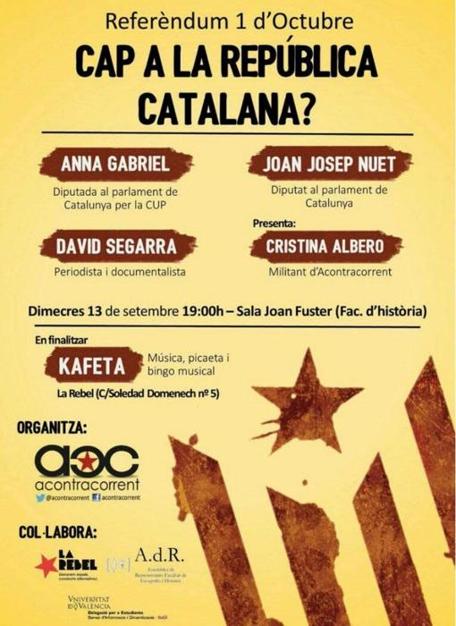 Imagen del cartel del acto celebrado en la Universidad de Valencia