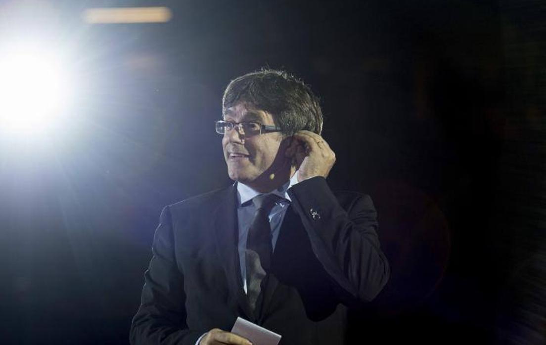 Carles Puigdemotn durante un acto en favor de la independencia de Cataluña