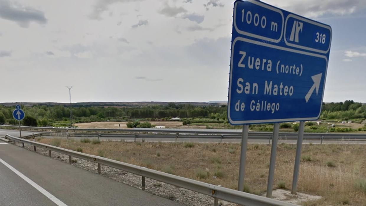 Acceso a Zuera desde la autovía Zaragoza-Huesca